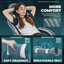 Racing E-Sport Gamer Chair (Green) Video Game Chair With Footrest and Massage Lumbar Support Computer Armchair Gaming Office