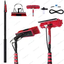 20ft Water Fed Pole Brush with Squeegee Kit High Reach Window Cleaning Tool 6 Meters Extension Solar Panel Cleaner For Household