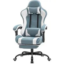 Racing E-Sport Gamer Chair (Green) Video Game Chair With Footrest and Massage Lumbar Support Computer Armchair Gaming Office