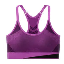 Women Breathable Sports Bra Absorb Sweat Shockproof Padded Gym Running Fitness Double Layer Seamless Yoga Sports Bra Underwear