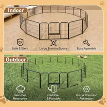 Dog Playpen Indoor Fence 16 Panel 40" Height Metal Exercise Pen with Door Small Puppy/Medium/Large Dogs Animal Pet for Outdoor