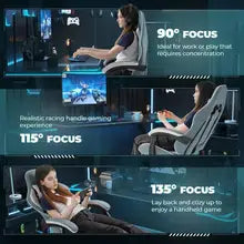 Racing E-Sport Gamer Chair (Green) Video Game Chair With Footrest and Massage Lumbar Support Computer Armchair Gaming Office