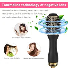 4 In 1 Hot Air Brush Styling Comb One-Step Heating Comb Hair Straightening Brush for Straight Curly Professional Hair Dryers