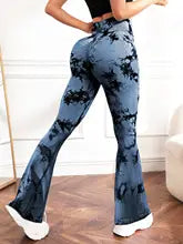 Sports and Fitness Women's High Waist Flare Pants Tie Dyed Casual Pants