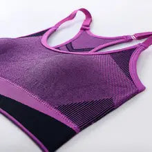 Women Breathable Sports Bra Absorb Sweat Shockproof Padded Gym Running Fitness Double Layer Seamless Yoga Sports Bra Underwear