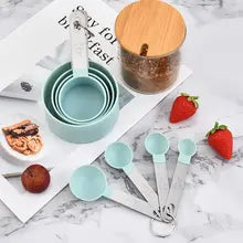 4PCS/8PCS plastic measuring cup Spoon Set Stainless Steel handle Kitchen Baking Tools Accessories Weighing gadgets