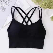 Sexy Women Tops Back Cross Strap Tank Top Push Up Running Sports Bra Breathable Soft Fitness Beauty Solid Color Yoga Bra