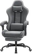 Racing E-Sport Gamer Chair (Green) Video Game Chair With Footrest and Massage Lumbar Support Computer Armchair Gaming Office