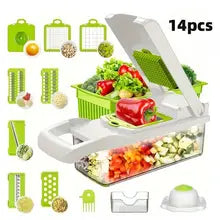 Kitchen vegetable cutter Multi-functional home vegetable cutter Potato cutter slicer Salad dicer Grater,14pcs