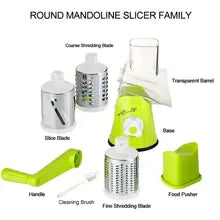 Vegetable Cutter & Slicer Manual Kitchen Cheese Chopper Machine With 3 Sharp Drums Multifunctional Garlic Potato Shredder