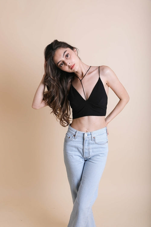 Y-Neck Plunge Crop Top